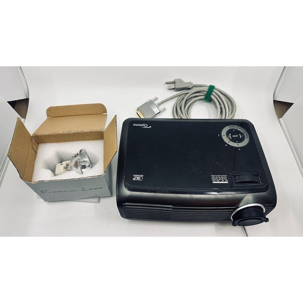Optoma DW703 WXGA DLP Projector w/ Cable, Lens Cap & Spare Lamp - Tested Working